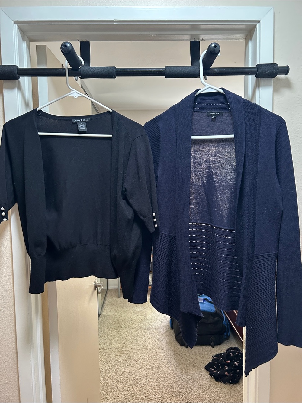 Audrey & Grace Cropped Open-Front Cardigan with Pearl Button & Verve Ami set